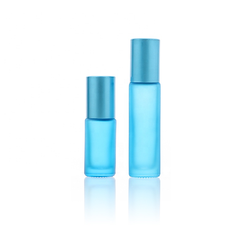Luxury Colored Frosted Glass 5ml 10ml Roller Bottles Essential Oil Roll On Empty Perfume bottle