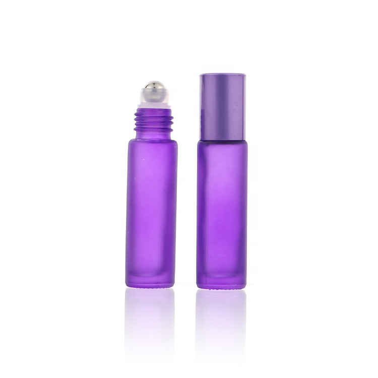 Luxury Colored Frosted Glass 5ml 10ml Roller Bottles Essential Oil Roll On Empty Perfume bottle