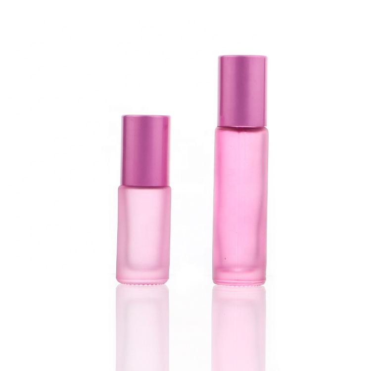 Luxury Colored Frosted Glass 5ml 10ml Roller Bottles Essential Oil Roll On Empty Perfume bottle