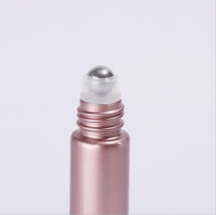 Luxury Cosmetic 10ml rose gold glass roll on bottle with steel/glass roller
