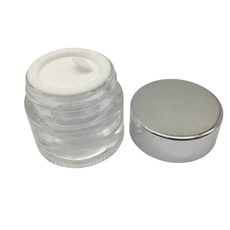 Luxury Cosmetic 15g clear glass jar with aluminum cap