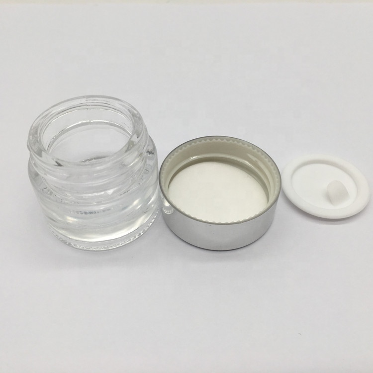 Luxury Cosmetic 15g clear glass jar with aluminum cap