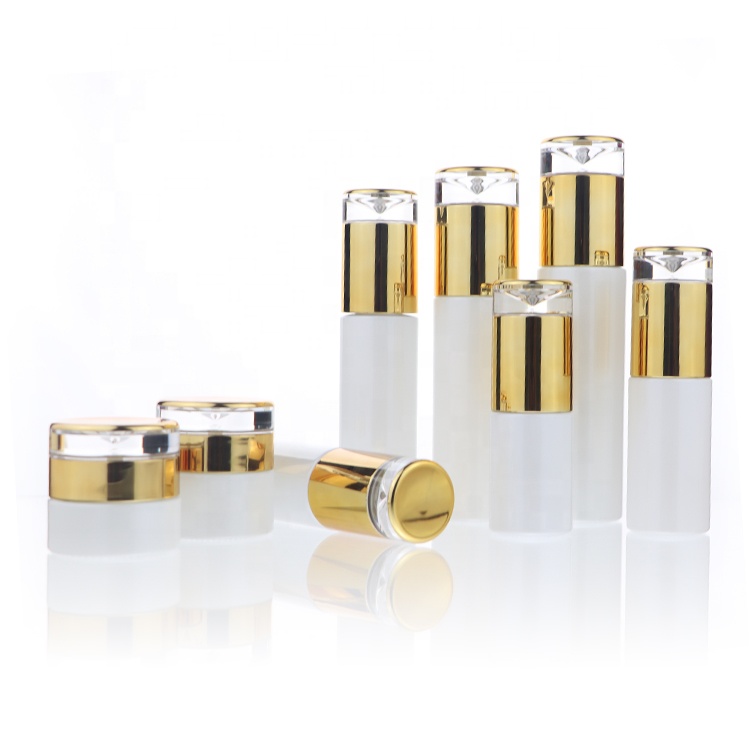 Luxury Cosmetic Containers Glass Pump Bottle And Jar For Cosmetic Package Lotion Bottle Body Care Skin Care Products
