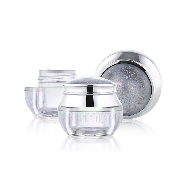 Luxury Cosmetic Cream Jar Acrylic Cover Carved Design 10ML 50ML Cosmetic Container Packaging Jar
