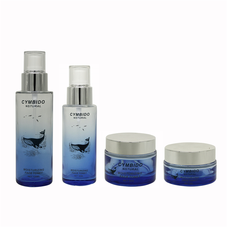 Luxury Cosmetic Glass Bottle Sets Empty Glass Cream Jar And Pump Spray Bottle Set Skincare Face Cream Lotion Bottle