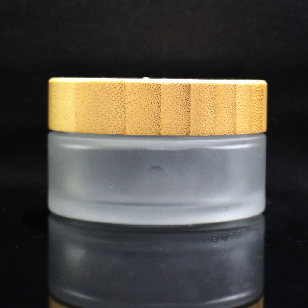 Luxury Cosmetic Glass Lotion Jar 15g 30g 50g 100g Frosted Cosmetic Glass Jars Bottles With Bamboo Lid