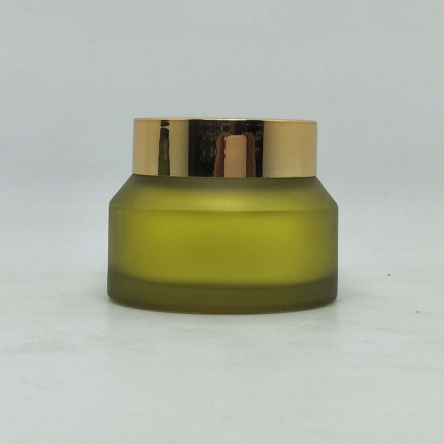 Luxury Cosmetic Jar green frosted Oblique Shoulder glass eye cream jar face cream packaging 30g 50g
