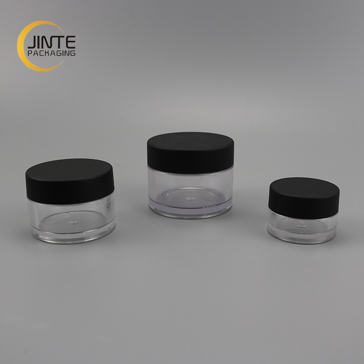 Luxury Cosmetic Lip Scrub container Clear PETG jar with Matte Black Cap 50ml