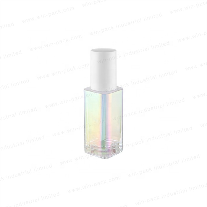 Luxury Cosmetic Lotion Shiny Glass Square Bottle with White Pump 110ml 80ml 40ml