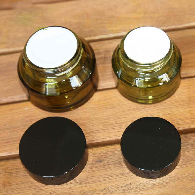 Luxury Cosmetic Packaging 15ml 30ml 50ml 60ml 125ml Green Frosted Glass Bottles Glass Jars