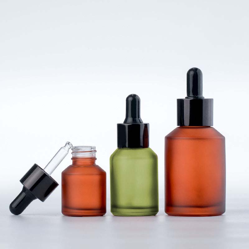 Luxury Cosmetic Packaging 15ml 30ml 50ml 60ml 125ml Green Frosted Glass Bottles Glass Jars