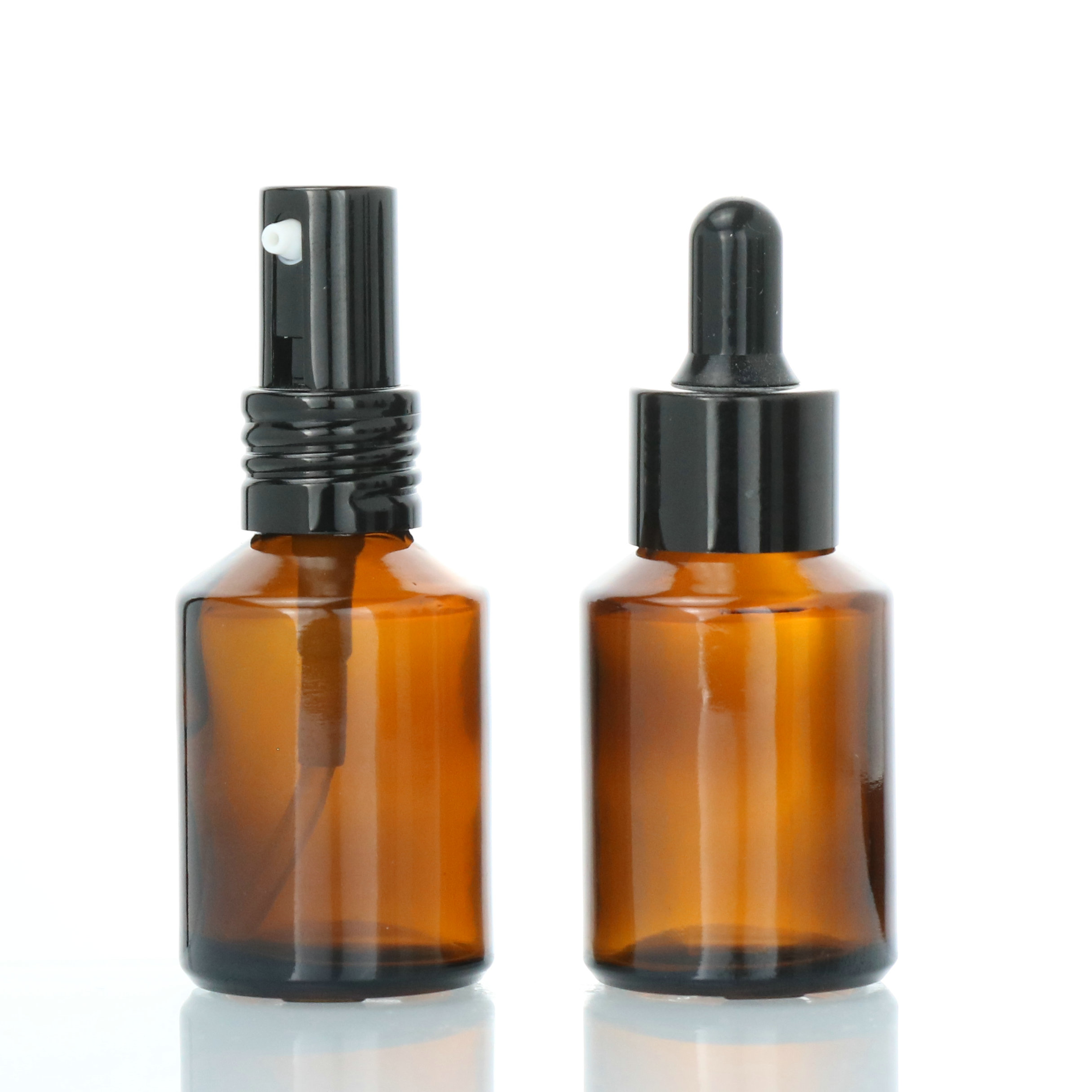 Luxury Cosmetic Packaging 15ml 30ml 50ml 60ml 125ml amber Frosted Glass Bottles Glass Jars With Black Aluminum Cap Dropper Pump