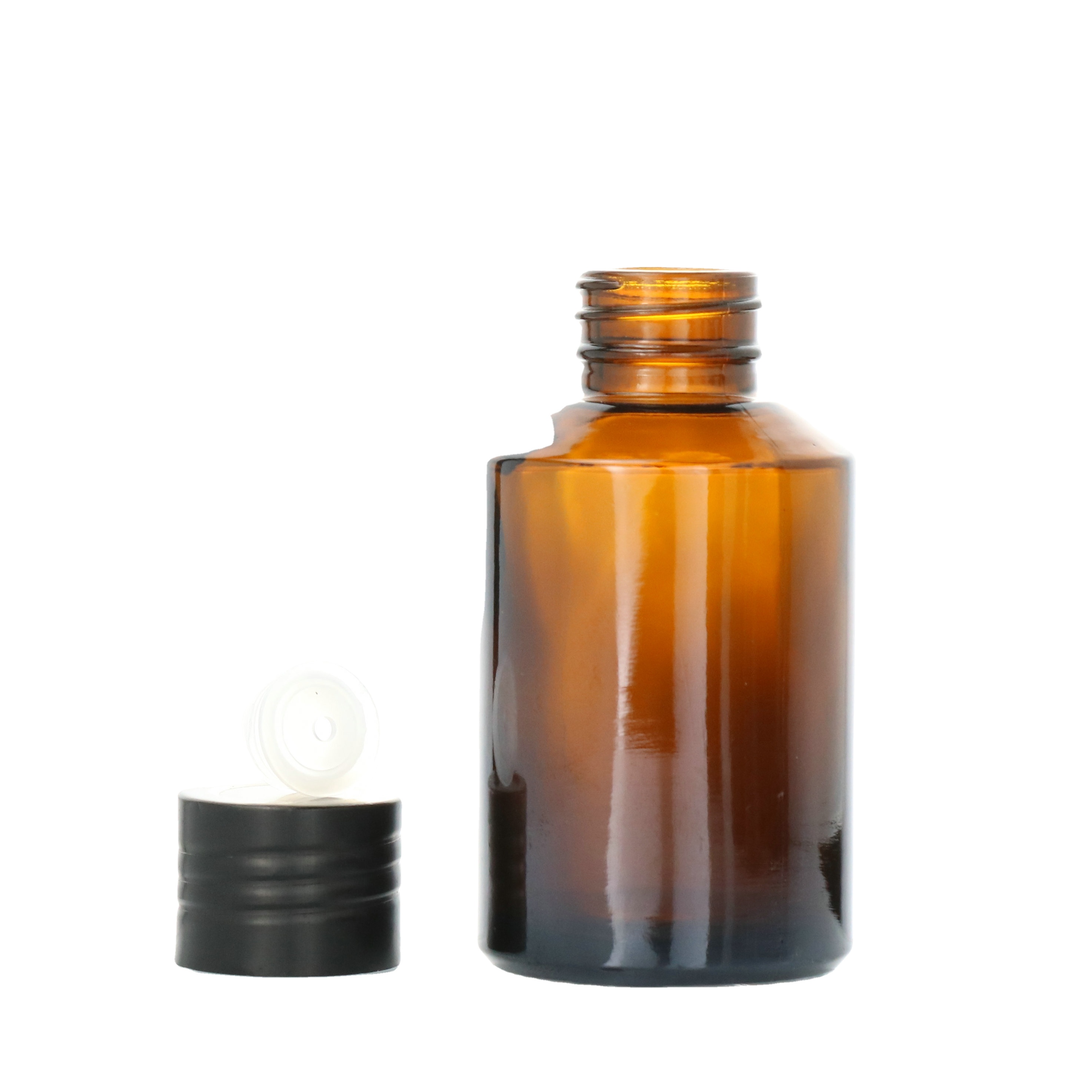 Luxury Cosmetic Packaging 15ml 30ml 50ml 60ml 125ml amber Frosted Glass Bottles Glass Jars With Black Aluminum Cap Dropper Pump