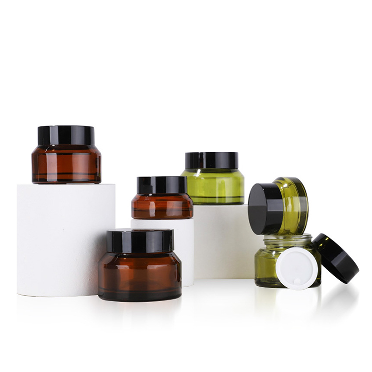 Luxury Cosmetic Packaging 15ml 30ml 50ml Amber Cosmetic Glass Jar Empty Cosmetic Container