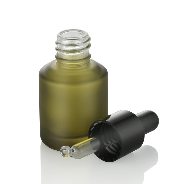 Luxury Cosmetic Packaging 30ml Glass Jar 15ml 30ml 50ml 60ml 125ml Green Frosted Glass Bottles Glass Jars