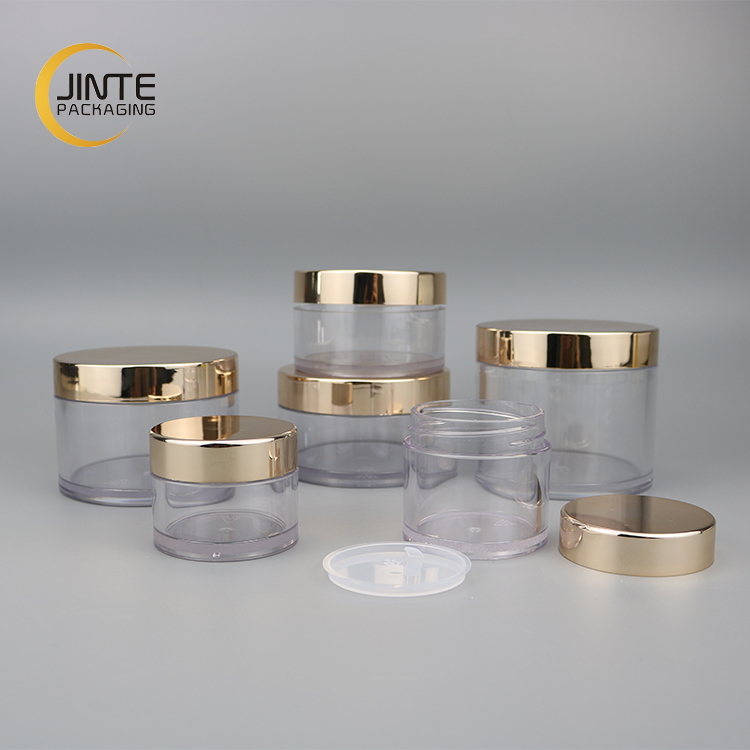 Luxury Cosmetic Packaging 50ml Body Scrub Clear PETG Jar with Rose Gold Cap