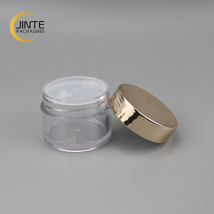 Luxury Cosmetic Packaging 50ml Body Scrub Clear PETG Jar with Rose Gold Cap