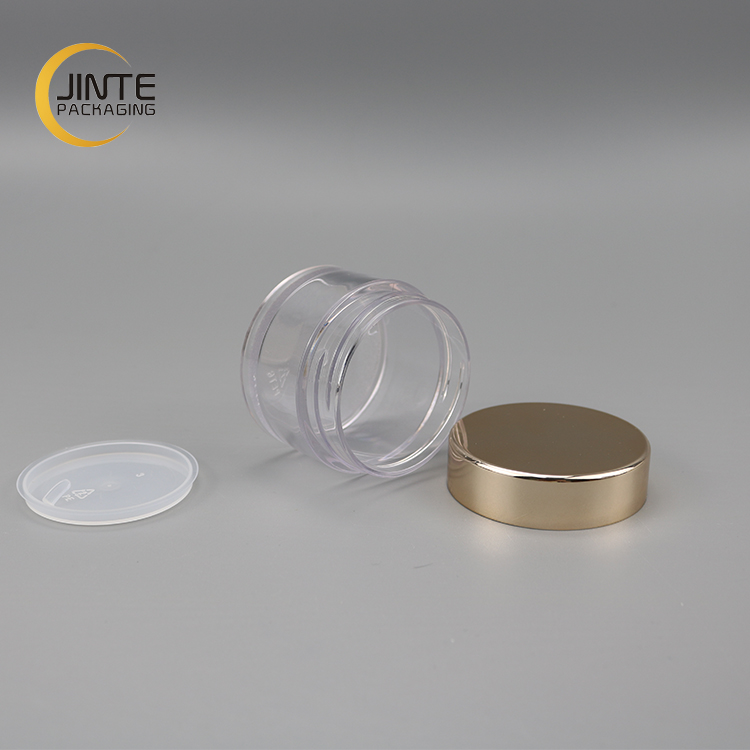 Luxury Cosmetic Packaging 50ml Body Scrub Clear PETG Jar with Rose Gold Cap