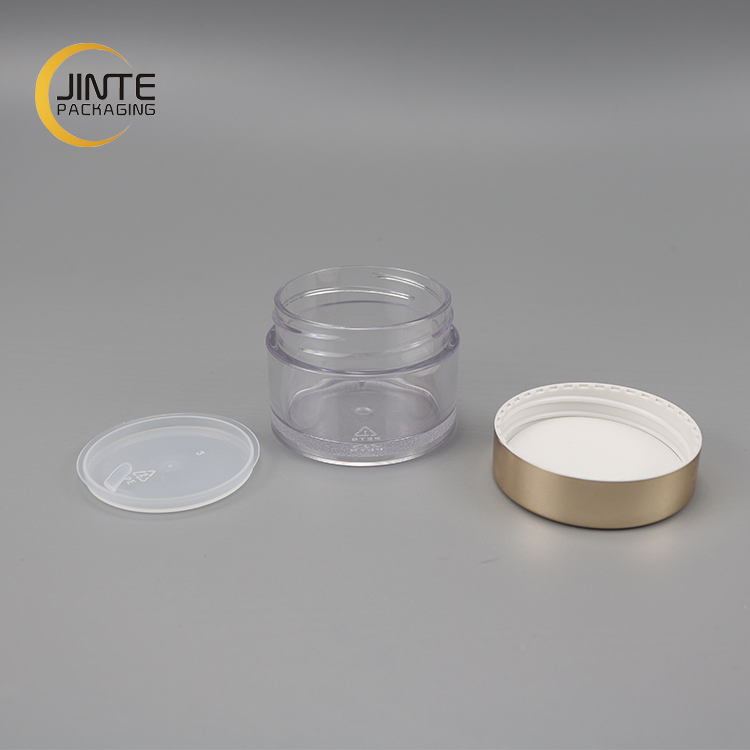 Luxury Cosmetic Packaging 50ml Body Scrub Clear PETG Jar with Rose Gold Cap