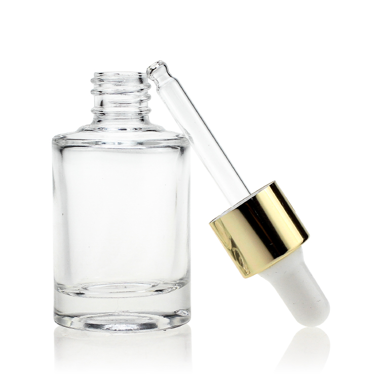 Luxury Cosmetic Packaging Empty Clear Glass Dropper Bottle with Pipette