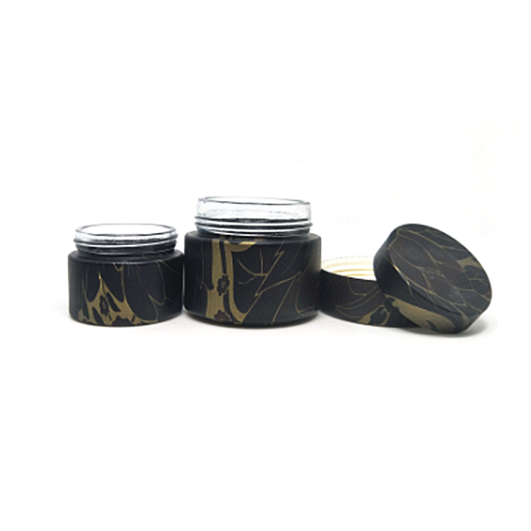 Luxury Cosmetic Packaging Glass Cream Jars Black Wood Round Empty Container with Cap 30g 50g