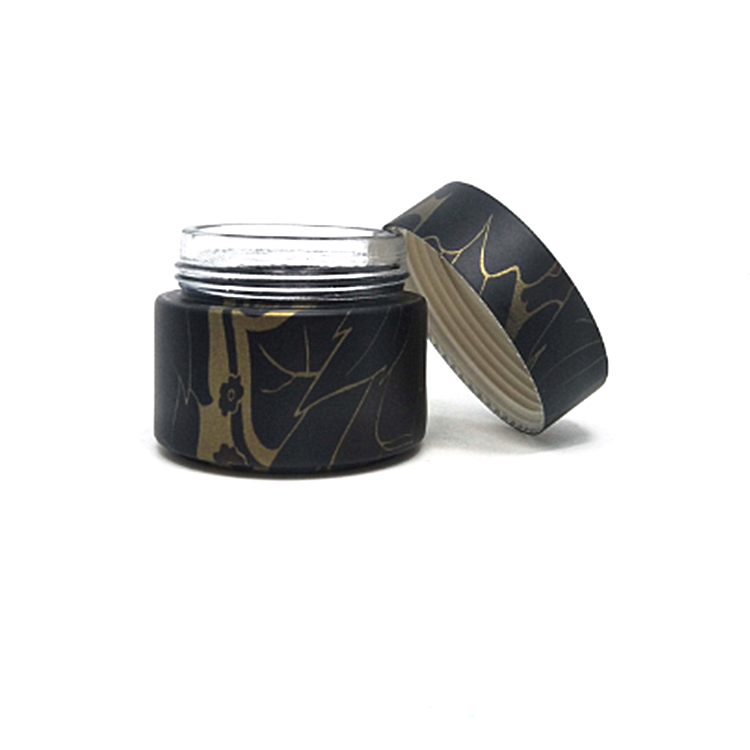 Luxury Cosmetic Packaging Glass Cream Jars Black Wood Round Empty Container with Cap 30g 50g