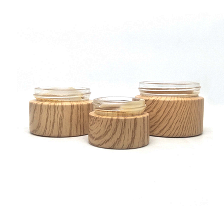 Luxury Cosmetic Packaging Glass Cream Jars Black Wood Round Empty Container with Cap 30g 50g