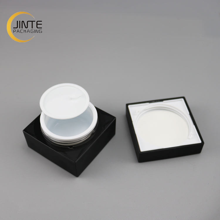 Luxury Cosmetic Square Container Matte Black Square Acrylic Jar for Facial Cream 15ml 30ml 50ml