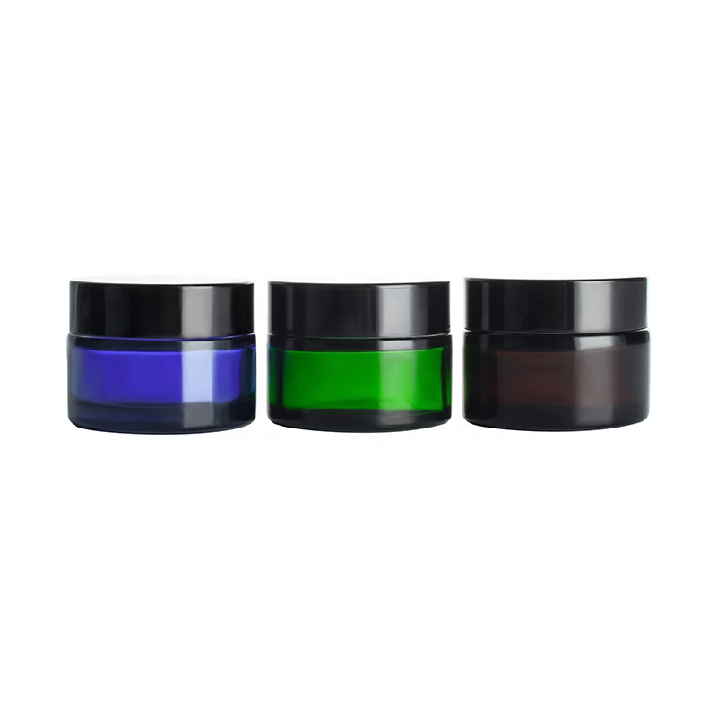 Luxury Cosmetic cream container 5g 10g 15g 20g 30g 50g 100g clear amber blue green glass cream jar for lotions