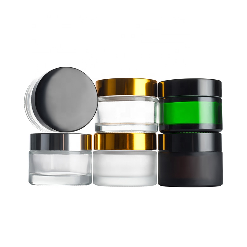 Luxury Cosmetic cream container 5g 10g 15g 20g 30g 50g 100g clear amber blue green glass cream jar for lotions