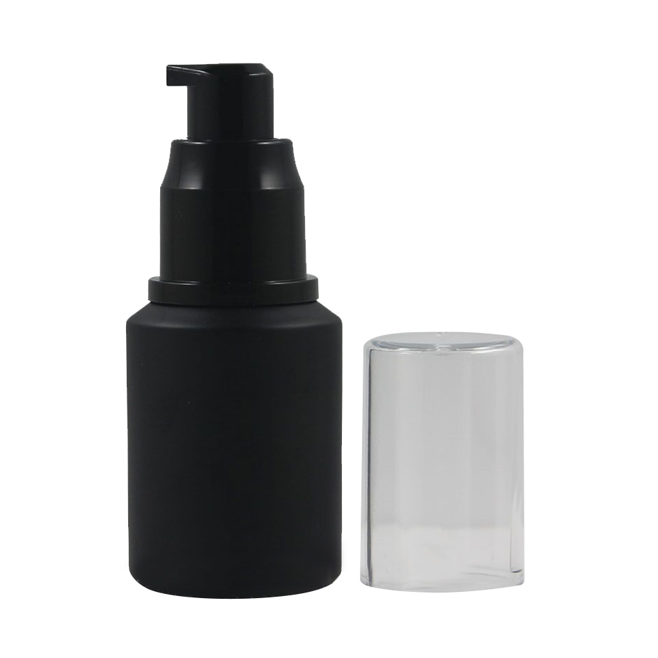 Luxury Cosmetic packing Press 60ml Clear Black frosted 30ml pump glass bottle for emulsion lotion