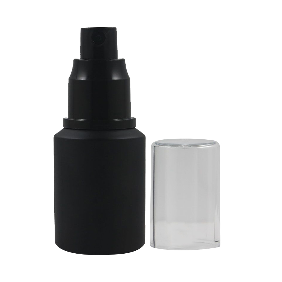 Luxury Cosmetic packing Press 60ml Clear Black frosted 30ml pump glass bottle for emulsion lotion