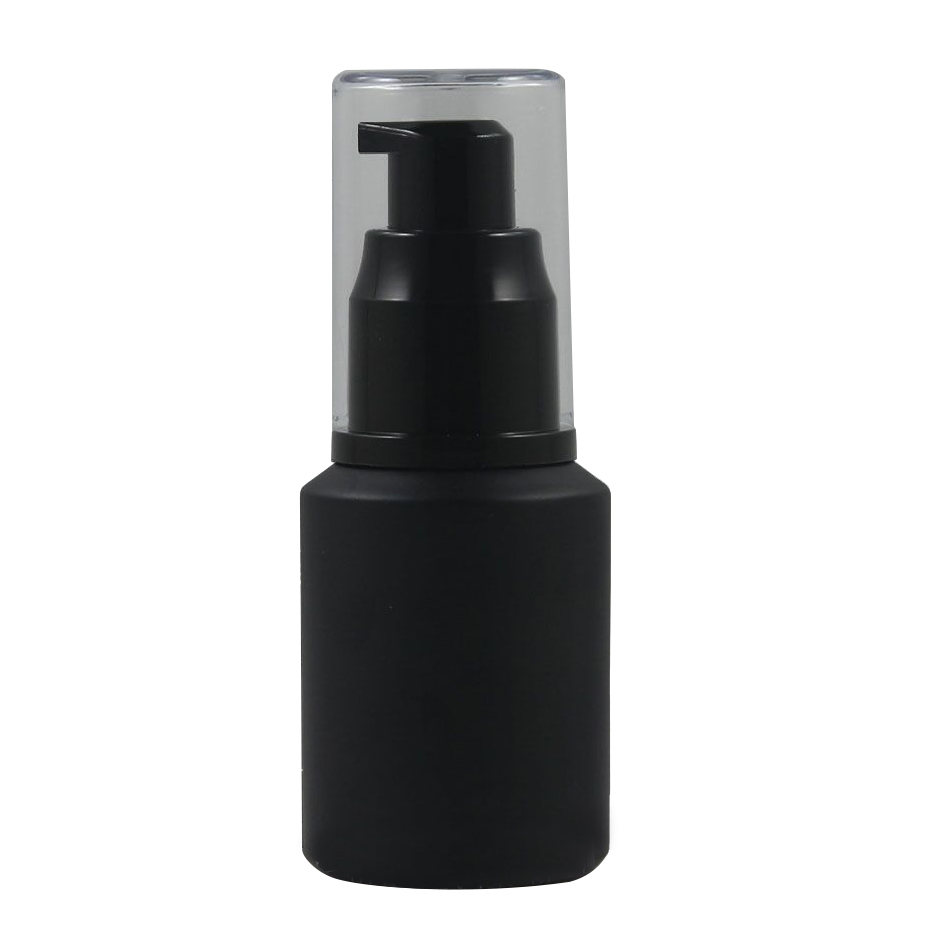 Luxury Cosmetic packing Press 60ml Clear Black frosted 30ml pump glass bottle for emulsion lotion
