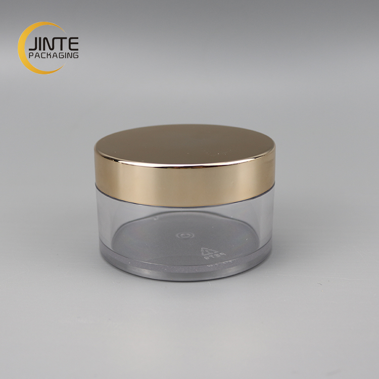 Luxury Cosmetics Containers and Packaging Clear Thick Single Wall PETG Jar with Rose Gold Cap 7oz 200ml