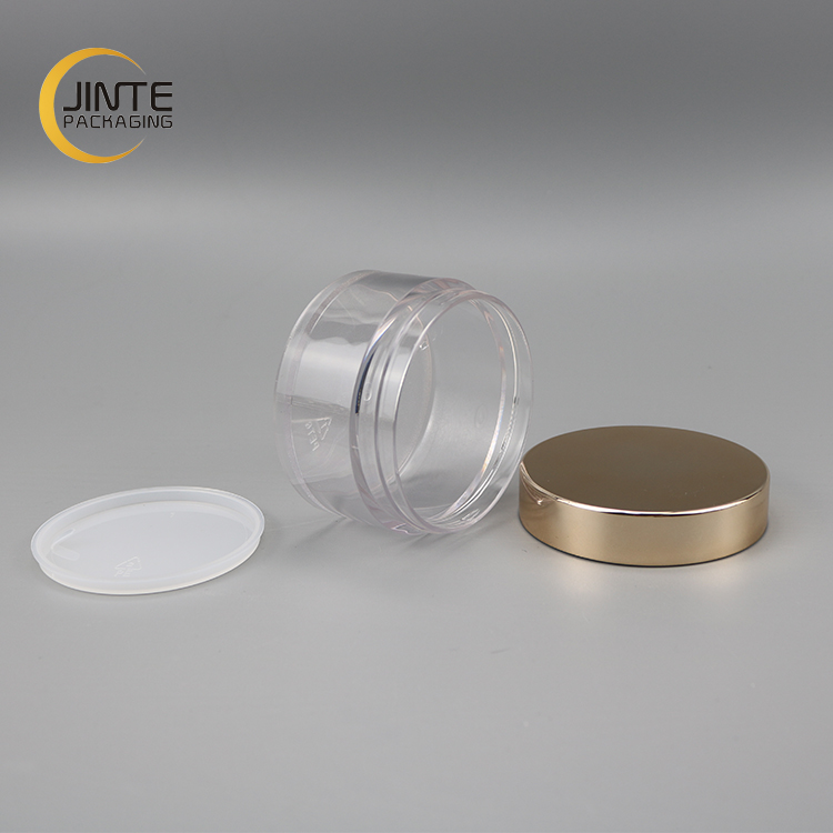 Luxury Cosmetics Containers and Packaging Clear Thick Single Wall PETG Jar with Rose Gold Cap 7oz 200ml