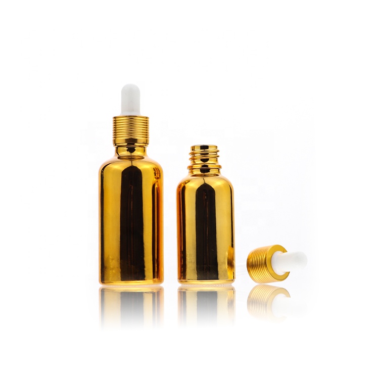 Luxury Cosmetics Face Hair Oil Dropper Essential Gold Glass Serum Bottle 30 ml 50 ml