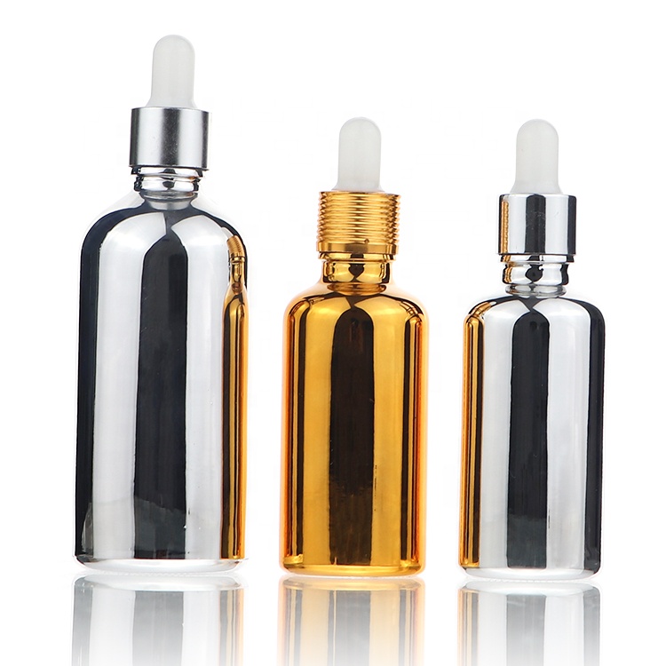 Luxury Cosmetics Face Hair Oil Dropper Essential Gold Glass Serum Bottle 30 ml 50 ml