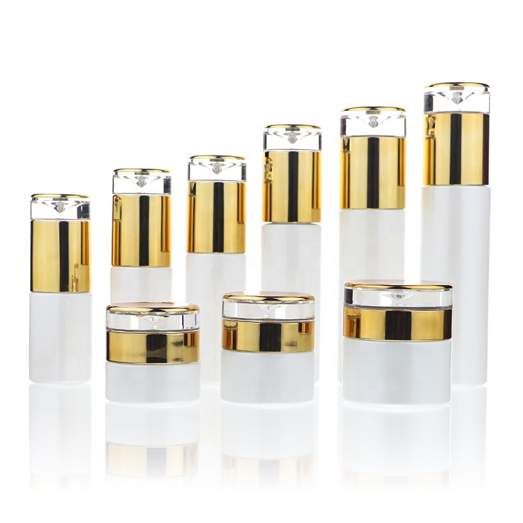 Luxury Cosmetics Glass Bottle Set Cosmetic Cream Jar Lotion Bottle Set Cosmetic Packaging Container