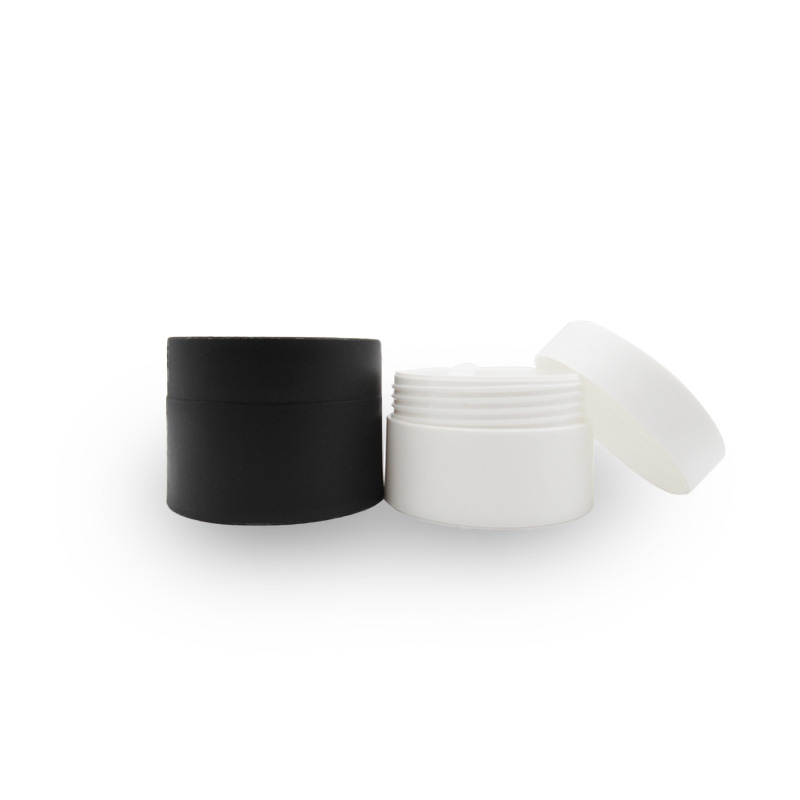 Luxury Cosmetics Storage Container 3g 5g 10g 30g 50g 100g  black white PET double walled plastic Jar with plastic screw lids