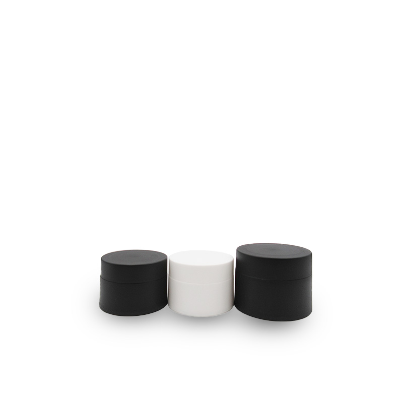 Luxury Cosmetics Storage Container 3g 5g 10g 30g 50g 100g black white PET double walled plastic Jar with plastic screw lids