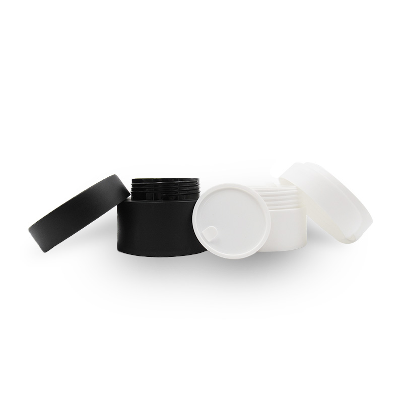Luxury Cosmetics Storage Container 3g 5g 10g 30g 50g 100g black white PET double walled plastic Jar with plastic screw lids