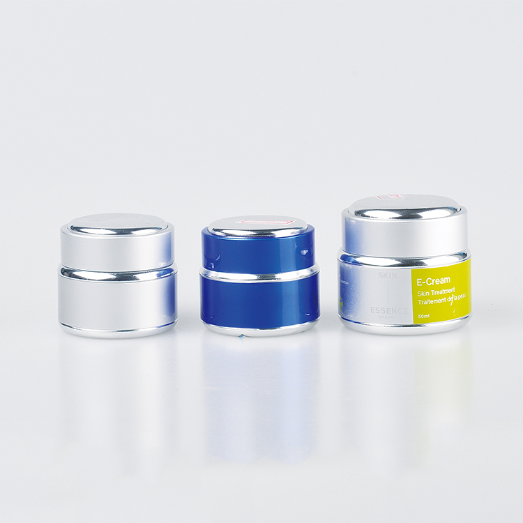 Luxury Cream Jar Cosmetic Cream Jar Container Packaging Round 20ml 30ml 50ml UV Paint Shiny Sliver Glass Cosmetic Jar