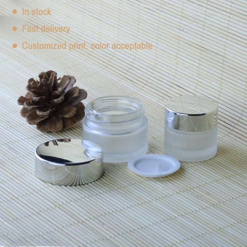 Luxury Cream Packaging 15 ml 15g Frosted Round Cosmetic Glass Container Empty Lip Balm Jar With UV Lid (GJM19)