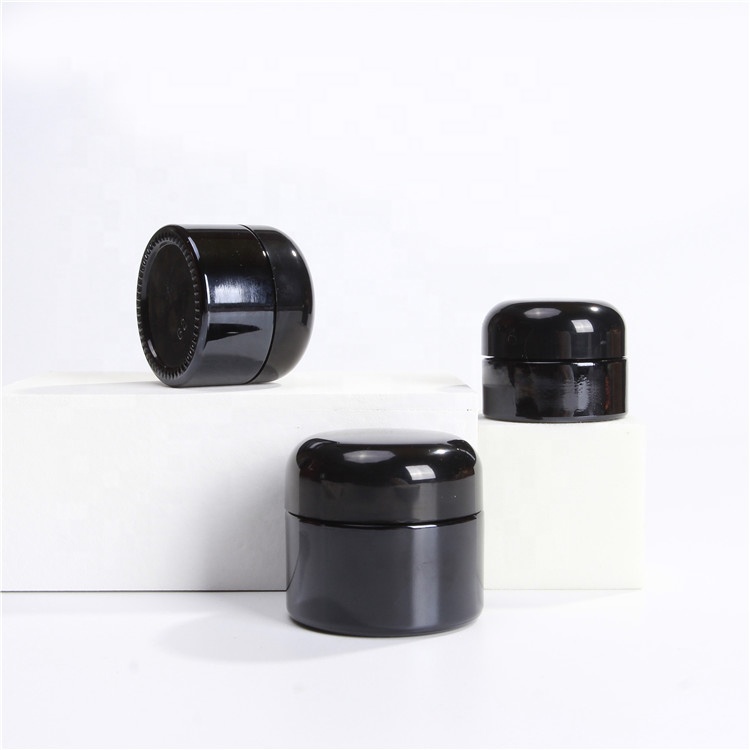 Luxury Custom 15ml 30ml 50ml Matte Black Round Eye Skin Face Glass Cream Jar Cosmetic Jars