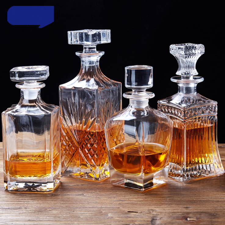 Luxury Custom Empty Whisky XO Food Storage Crystal Decanter Alcohol Liquor Container Wine Glass Bottle Alcohol