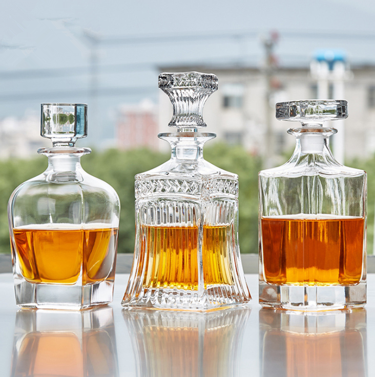 Luxury Custom Empty Whisky XO Food Storage Crystal Decanter Alcohol Liquor Container Wine Glass Bottle Alcohol
