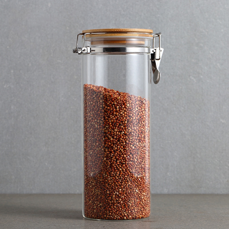 Luxury Custom Hot Sale Reusable Heat Resistant Borosilicate Glass Storage Jar With Airtight Bamboo Lid