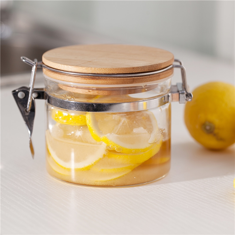 Luxury Custom Hot Sale Reusable Heat Resistant Borosilicate Glass Storage Jar With Airtight Bamboo Lid