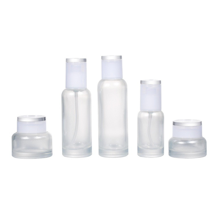 Luxury Customised Heavy Weight Skincare Bottles Set Cosmetic Packaging Bottles Empty Lotion Pump Bottles Cream Jar Set