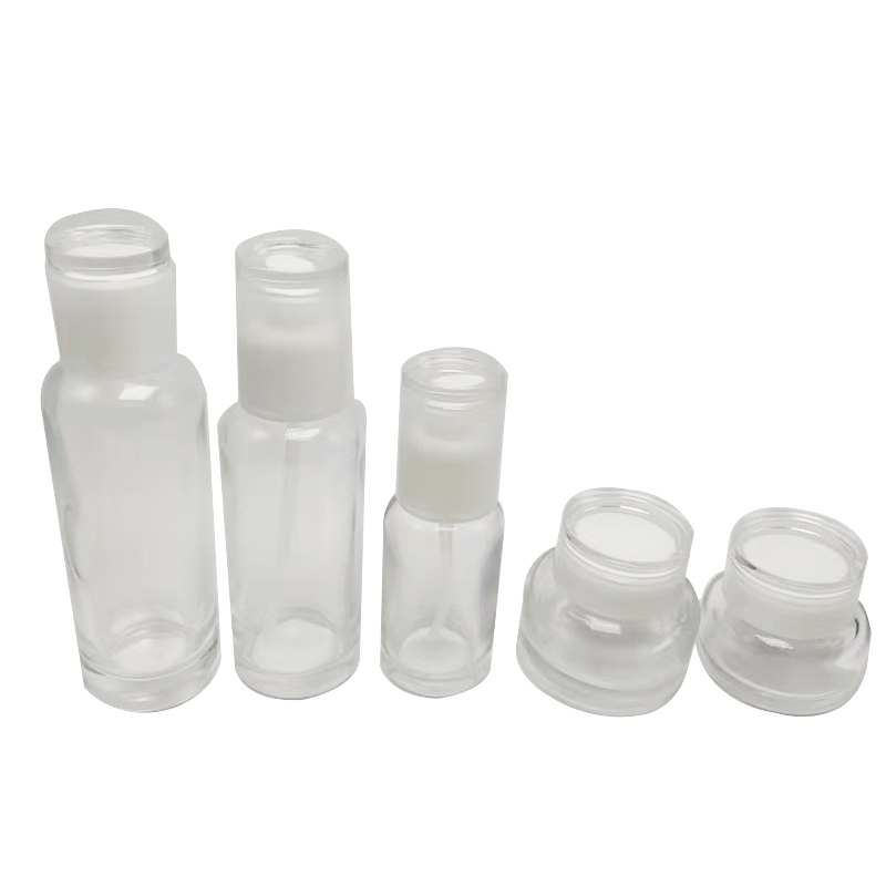 Luxury Customised Heavy Weight Skincare Bottles Set Cosmetic Packaging Bottles Empty Lotion Pump Bottles Cream Jar Set